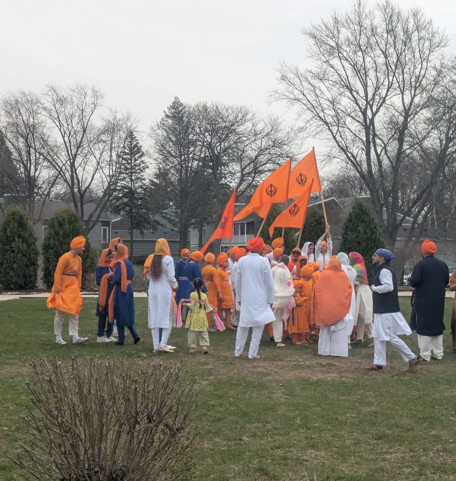 Nishan Sahibs carried at the Nagar Kirtan