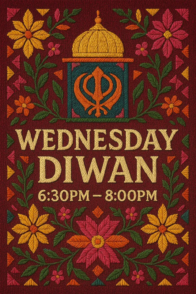 Every Wednesday Evening Diwan schedule board
